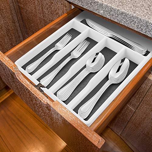 image for 40-Piece Silverware Set with Drawer Organizer, HaWare Stainless Steel 