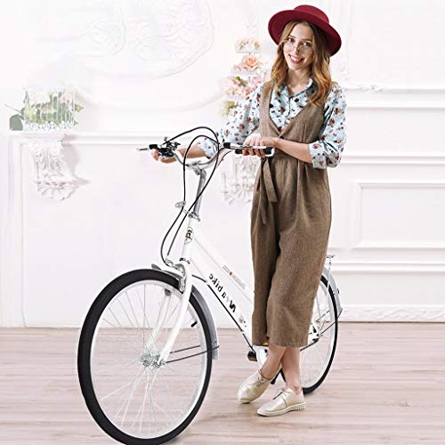 24 Inch Beach Cruiser Bicycle, Commute Body Ease Women\'s Hybrid Bike, Damping Comfort Bike, White