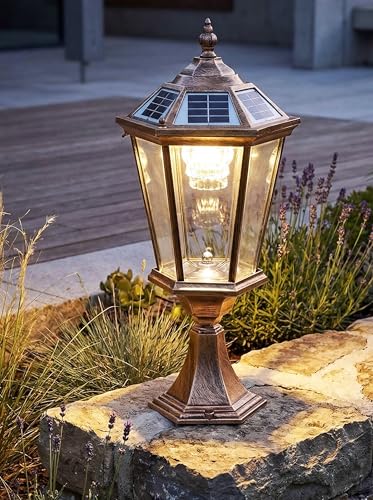Arnusa Solar Sockelleuchte klassisch Außenleuchte Gartenleuchte Solarlampe Solarleuchte kabellos Duo Color Gartenlaterne warmweiß und kaltweiß Aluminium Glas
