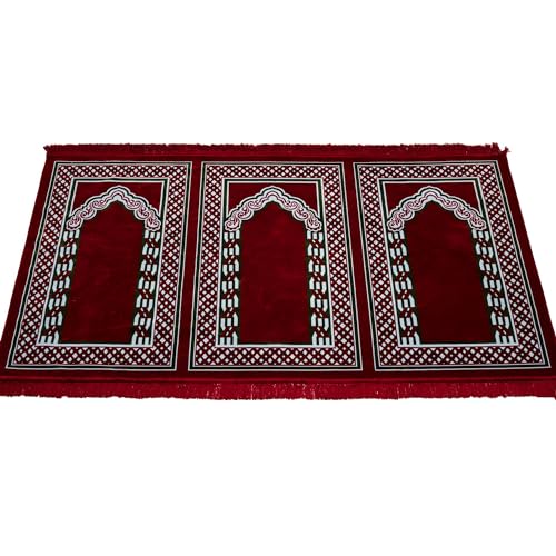 Tapete de oración velvet 3 personas rojo 110x210 cm miniatura 6