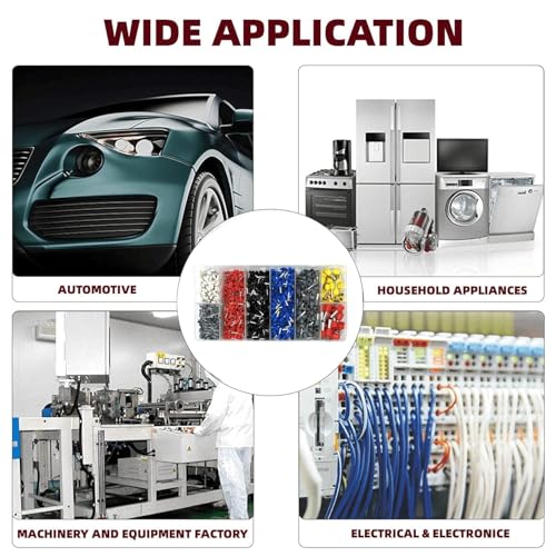 Image of 1200PCS Wire Ferrules Kit Multi-functional Assorted Insulated Electrical Wire Connectors Wire Crimp Terminals Assortment Set Wire Connector Crimp Terminal (1200PCS, Multicolor)