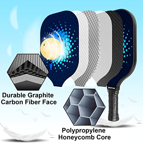 Beives Pickleball Paddles Graphite Pickleball Set Honeycomb Pickleball Rackets Equipment With 2 Pickleball Racquets, 4 Balls And A Portable Carry Bag #TOP1