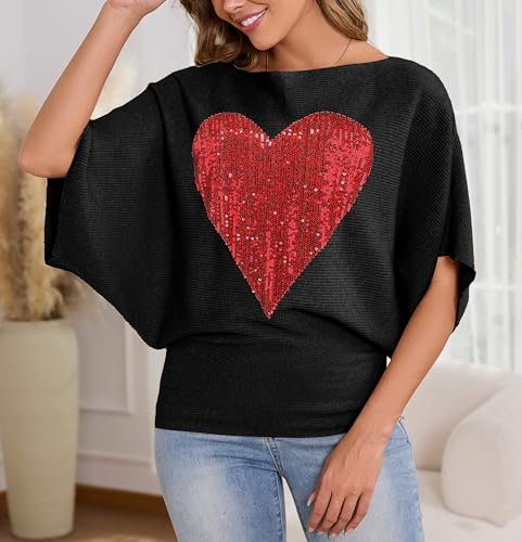 Image of MAKARTHY Womens Batwing Sleeves Knitted Dolman Pullovers Boat Neck Tops Sweatershirts