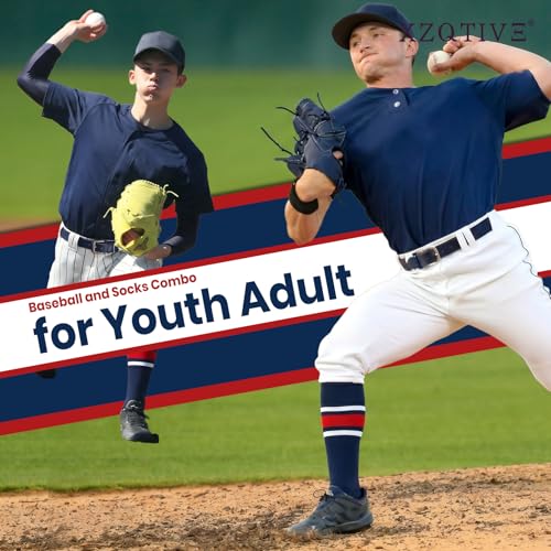 Image of XZQTIVE Baseball Softball Socks and Belt Combo Set Adjustable Softball Socks and Elastic Belt for Kids Youth Adult