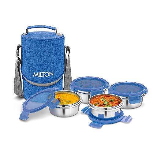 Milton Chic 4 Stainless Steel Tiffin Box, Set of 4, Blue Milton Chic 4 Stainless Steel Tiffin Box, Set of 4, Blue