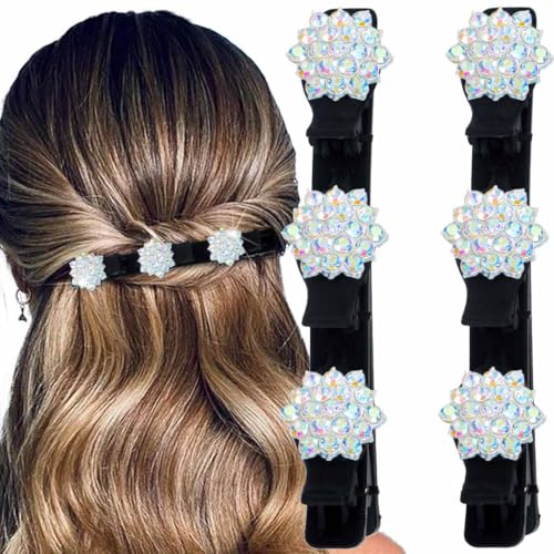 Pinzas para cabello trenzadas con piedras brillantes, pack de 2 miniatura 1