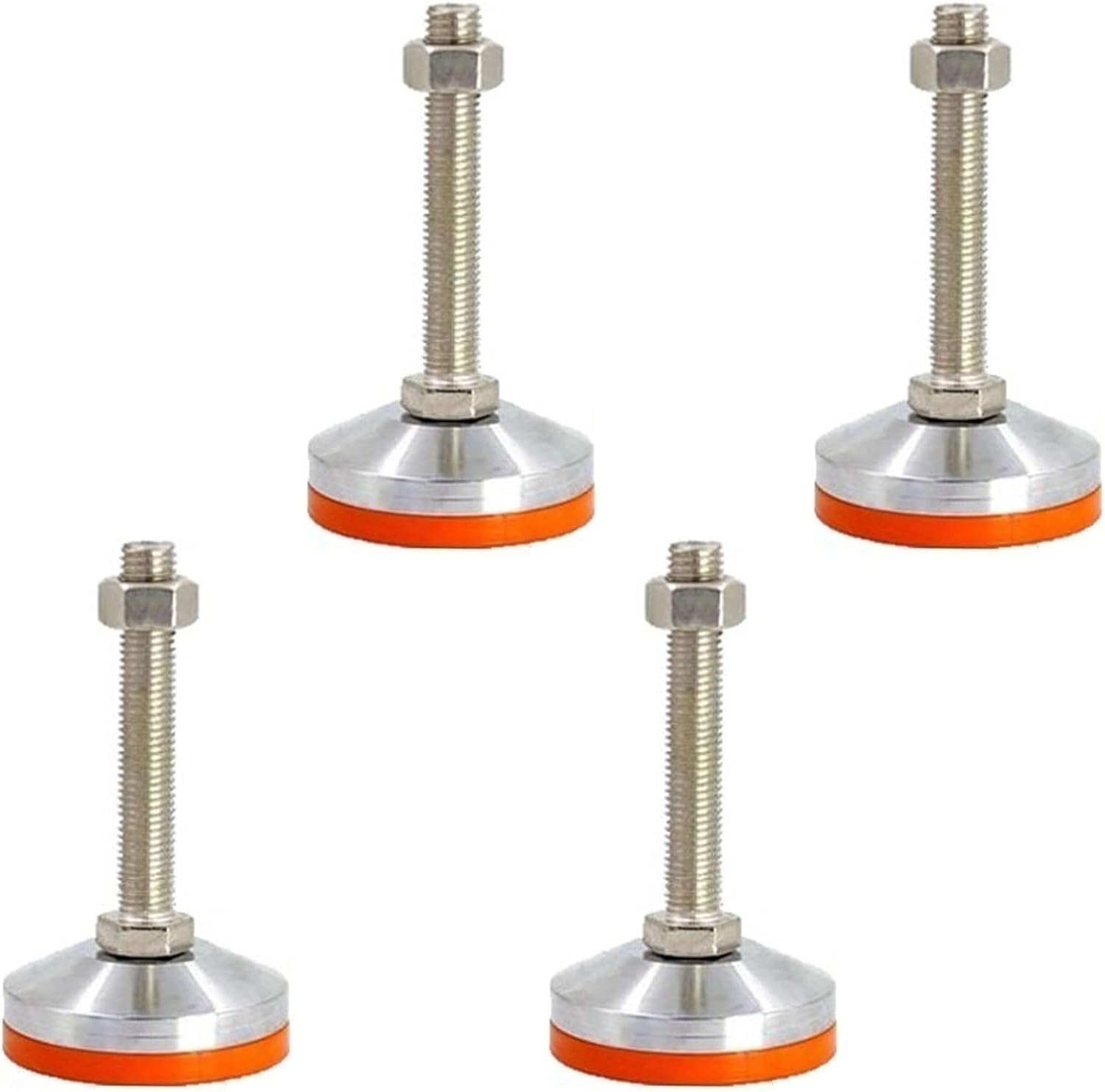 BREAKA 4 Pieces Furniture Balancing Support Feet, Non-Slip Pad Adjusting Feet, Yellow Rubber Heavy Duty Adjustable Steel Foot Cups, Fixed Floor Feet