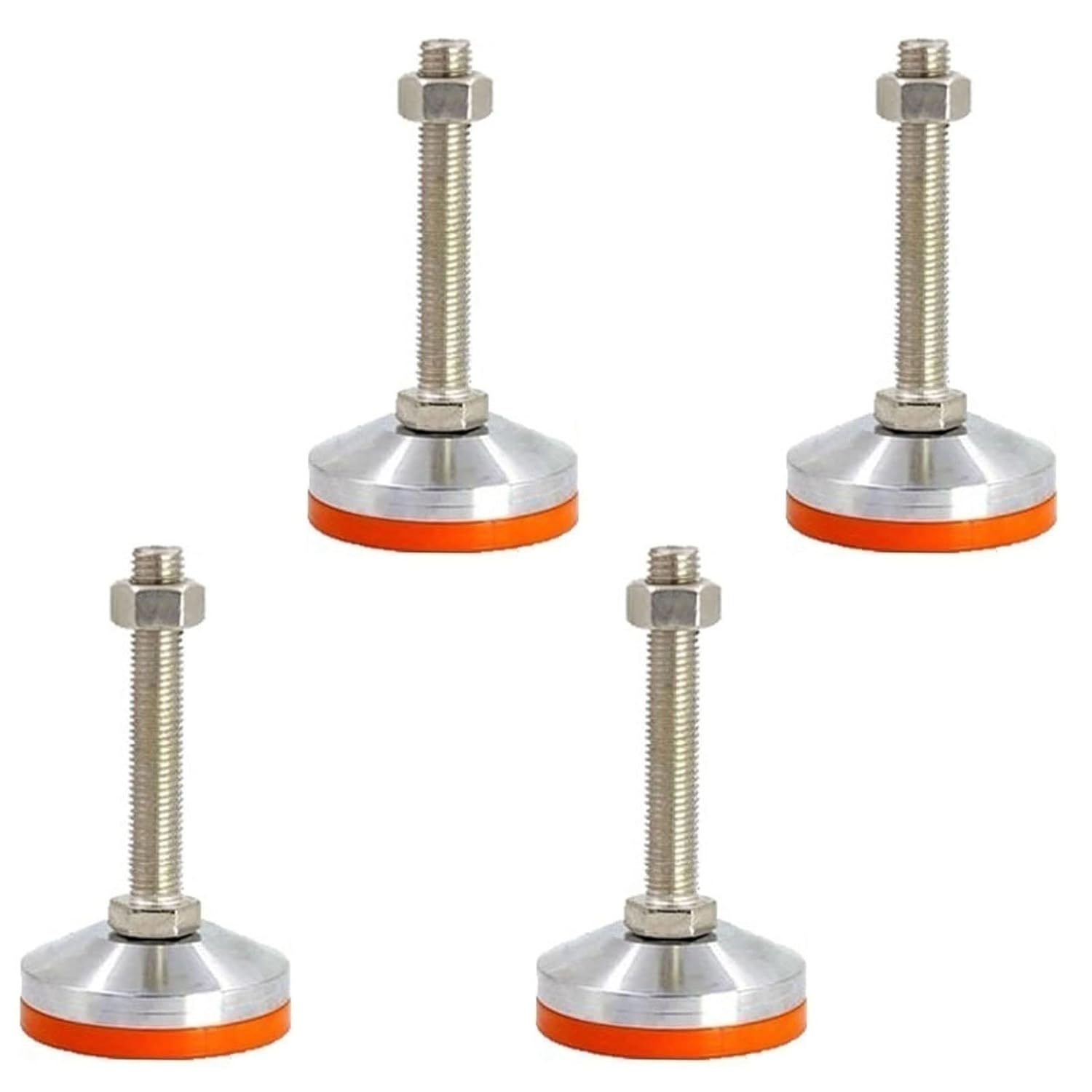 4 Pieces Non-Slip Pad Adjusting Feet, Yellow Rubber Heavy Duty Adjustable Steel Foot Cups, Furniture Mechanical Support Feet