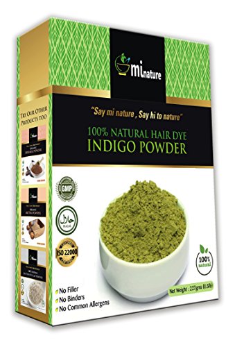 mi nature Indigo Powder, Indigofera tinctoria, 100% Natural Hair Color, Pure Indigo hair dye, for blue/black hair, 1/2 LB (227 grams)