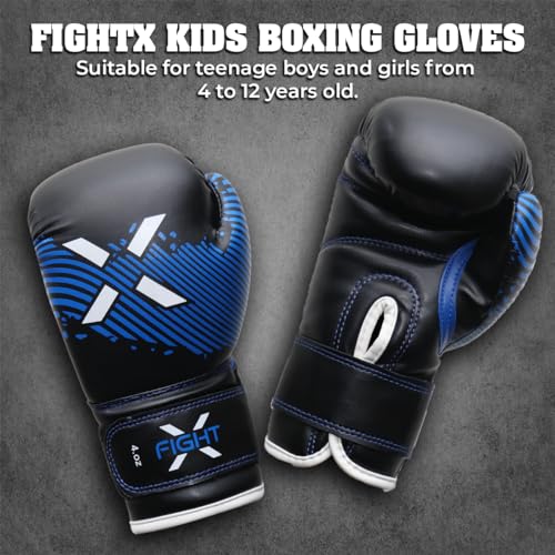 Image of FightX Kids Boxing Gloves Junior 4oz, 6oz Training Boxing Gloves for Girls and Boys Fighter Boxing Gloves MMA PU Leather Sparring Boxing Gloves Set for Children
