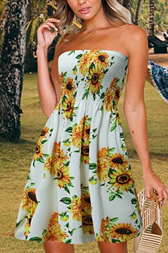 Image of Zyyfly Womens Summer Beach Dresses Strapless Cover Ups Dress Tube Top Sundresses