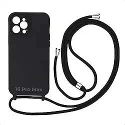 Case Capa Capinha Facility Com Cordão Alça Para iPhone 16 Pro Max (Preto)