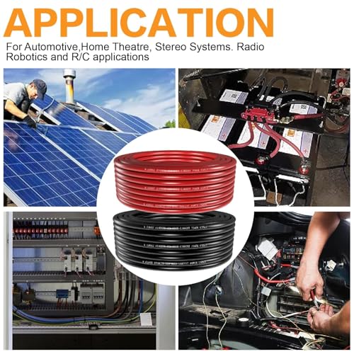 8 Gauge Wire Copper Aluminum CCA 50FT(25FT Red+25FT Black) Power & Ground Cable with 8ga Lugs,3:1 Heat Shrink Tube - Amp Wiring Kit for Car Audio,Battery,RV Trailer,Marine