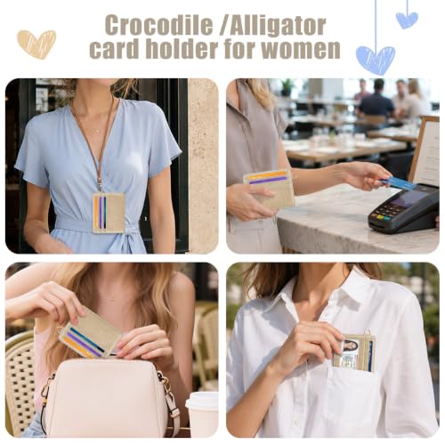 Image of Slim Credit Card Holder Crocodile Wallet Women Thin Wallets