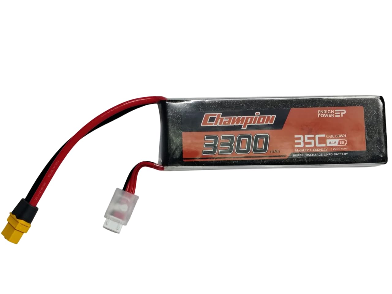 KP-Champion 11.1V 3300mAh 35C 3S LiPo Battery for Drone RC Quadcopter Helicopter Car Boat | Soft Case with XT60 & Deans Connector | High-Discharge Power Pack for FPV Racing & DIY Projects-image-10