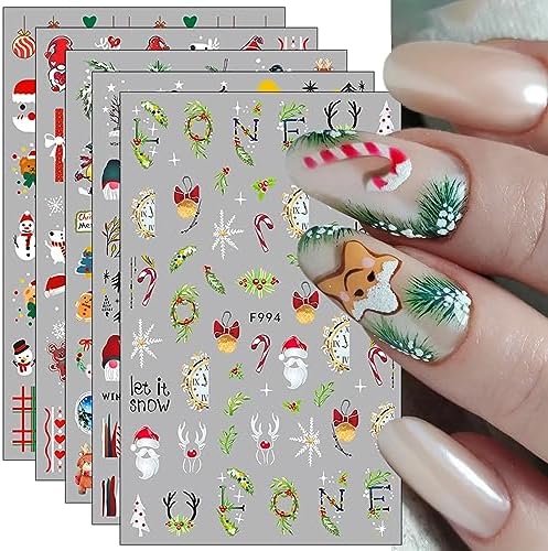 Nagelsticker Weihnachten – 9 Blätter Selbstklebende Nail Art Aufkleber Für DIY Nageldesign