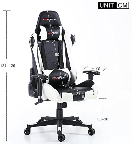 GTFORCE PRO FX RECLINING SPORTS RACING GAMING OFFICE DESK PC CAR FAUX LEATHER CHAIR (White)
