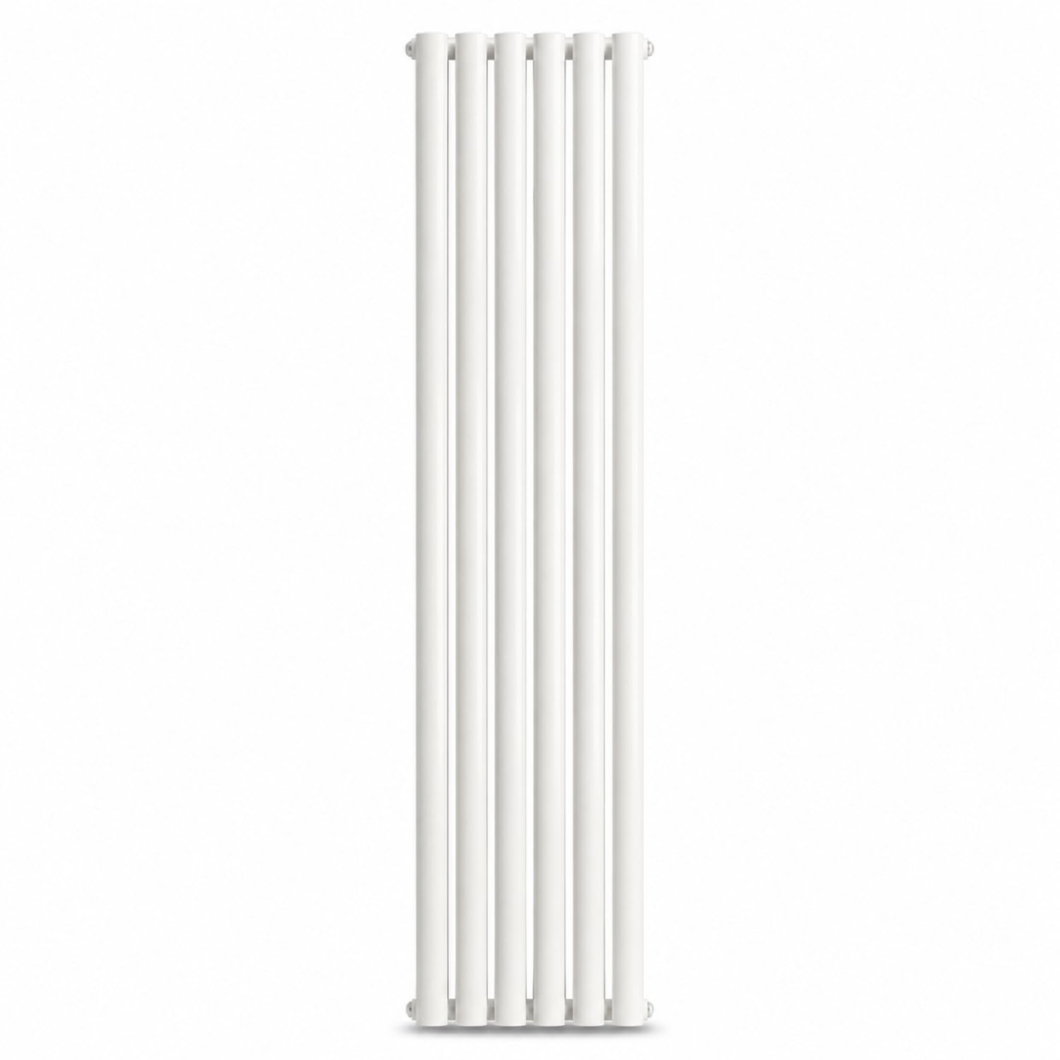 The Radiator Hub AURA 1600 x 360mm White Single Oval Vertical Designer Radiator, Tall 6 Oval Column Tubes Wall Mounted Central Heating Radiator for Bathroom, Kitchen, Hallway & Living Room
