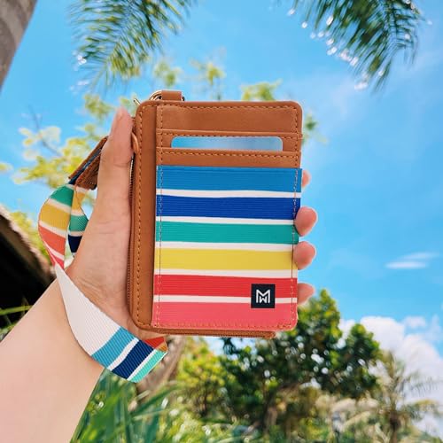 Image of Credit Card Holder Wallet for Women Slim Minimalist Wallet RFID Blocking Leather Wallets Elastic Front Pocket Wallet for Women with Zipper Pocket