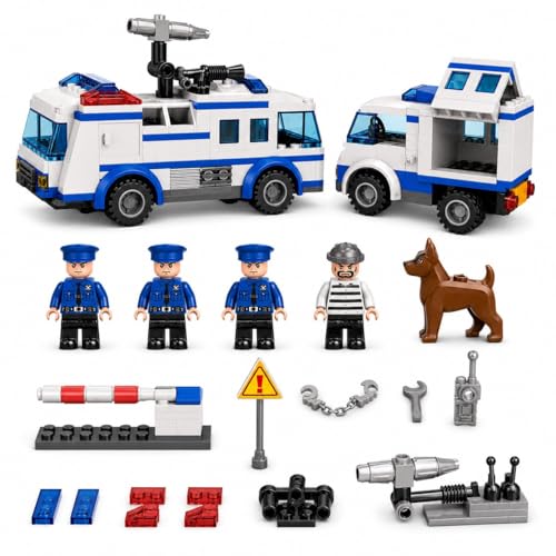 Image of City Police Building Blocks Set 368 PCS, 8 in 1 Police Station Truck Helicopter Car Toy Kit for Kids 6+, Educational STEM Construction Toy with Mini Figures, Creative Gift for Boys Girls