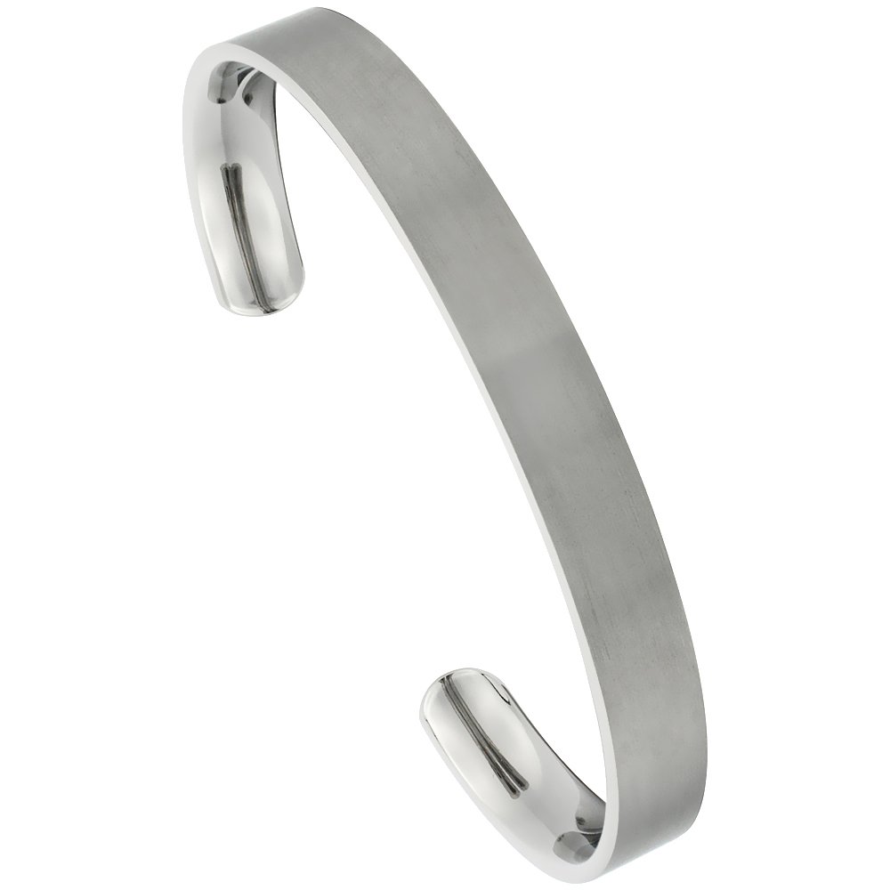 Sabrina SilverFlat Titanium Cuff Bracelet for Men & Women Matte Finish Comfort-fit 8 inch Wrist Size