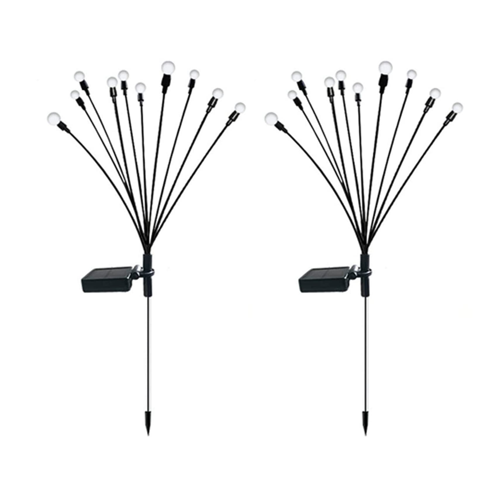 Hndhbfgrt 2PCS 10 Head Solar Powered Firefly Lights, 10 LED Outdoor Waterproof Solar Swaying Garden Lights
