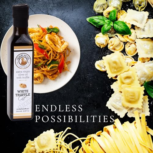 Spartacus Olivenöl Extra mit weißem Trüffel | Gönnen Sie sich kulinarische Spitzenleistungen | Ausgesuchtes Olivenöl mit weißem Trüffel für Feinschmecker 1pack