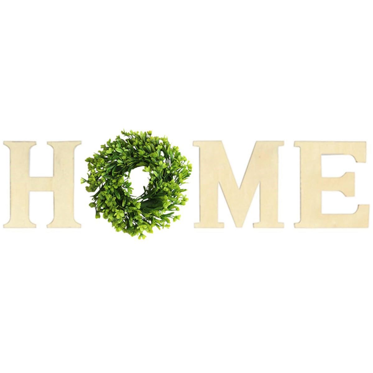 FRCOLOR Hängende Holzdekoration Home Buchstaben in Beige aus Holz und Kunststoff für Kreative Wohnraumgestaltung im Home Office und Garten