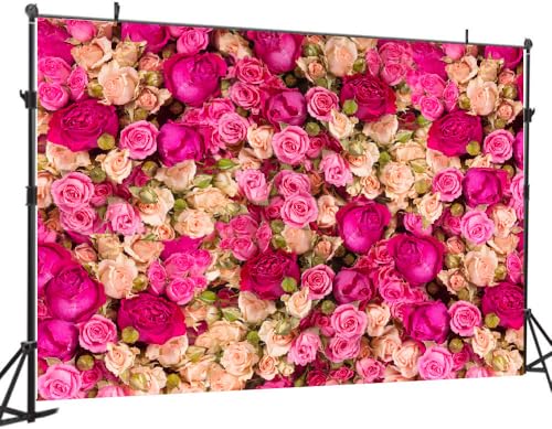 Fondo fotográfico rosa 8x6 ft con rosas rojo miniatura 2