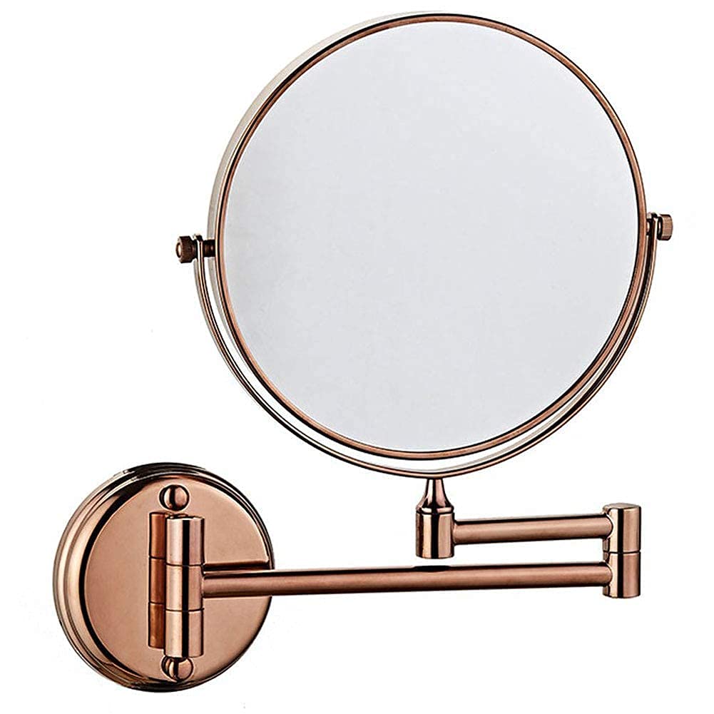 Specchio per il trucco da 15,2 cm, orientabile su due lati, con braccio pieghevole estensibile, per bagno, rasatura, cosmetici (bronzo anticato 1X/5X)