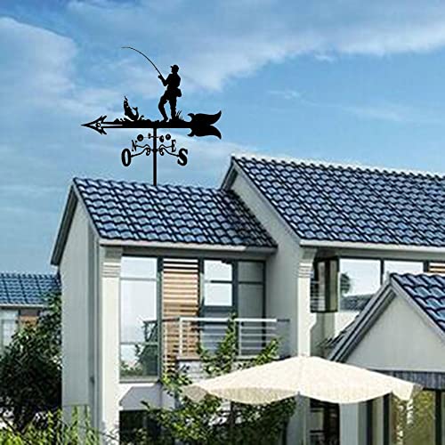 Garden Wind Vanes,Retro Weather Vane,Rooftop Wind Vanes,Outdoor Weather Vane Decoration,Wind Direction Indicator,Wind Vane Garden Patio Decoration (Color : Fishing, Size : 55Cn*33Cm) #TOP5