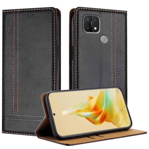 Mo-Beauty Funda para OPPO A15 / OPPO A15S, Tipo Libro Leather Flip Carcasa Wallet para OPPO A15S con [magnético][Soporte][Ranura Tarjeta] (Negro)