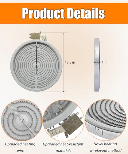 Image of W10189281 12 inch Range Dual Surface Element Burner Fits for Samsung Stove | MEE64284901 Oven Radiant Heater 1900W 9 inch /3000W 12 inch Fits for Whirlpool Maytag LG Burner, Replaces W10823727