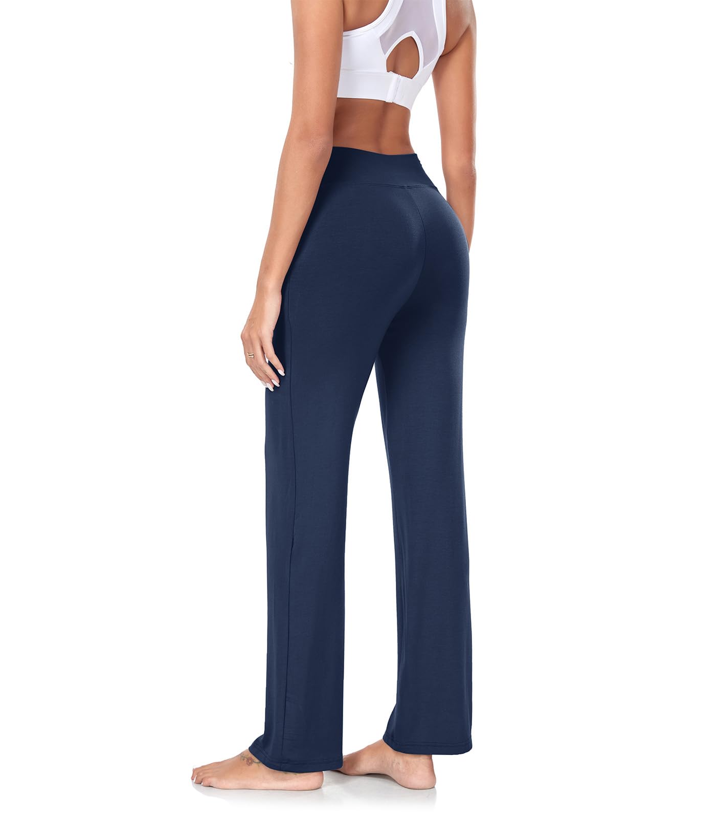 ADANIKI Women’s Yoga Pants with Pockets, High Waisted Bootcut Straight-Leg Pants for Women, Loose Comfy Modal Sweatpants