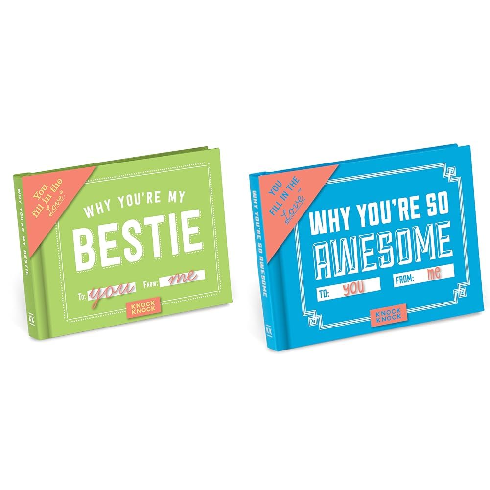 Knock Knock Why You're My Bestie Book Fill in the Love Fill-in-the-Blank Book Gift & Why You're So Awesome Fill in the Love Fill-in-the-Blank Book Gift Journal, 4.5 x 3.25-inches