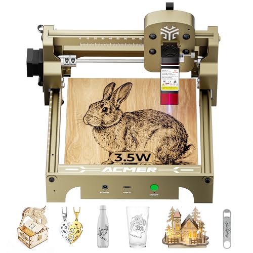 Image of ACMER S1 3500mW Laser Engraver Machine, Higher Accuracy Lazer Cutter and Engraving Machine with Working Area 130x130mm,0.04mm Laser Spot Engraving Machines & Tools For Wood Metal, Leather