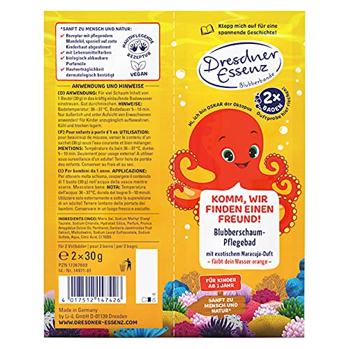 Dresdner Essenz Baño de baño de espuma para niños, aroma de maracuja, 60 g