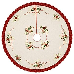 Grelucgo Embroidered Christmas Holiday Tree Skirt, Double Thickness (Diameter 34 inches) Grelucgo Embroidered Christmas Holiday Tree Skirt Double Thickness Diameter 34 inches