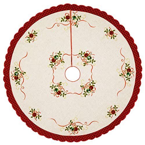 Grelucgo-Embroidered-Christmas-Holiday-Tree-Skirt-Double-Thickness-Diameter-34-inches Grelucgo Embroidered Christmas Holiday Tree Skirt Double Thickness Diameter 34 inches