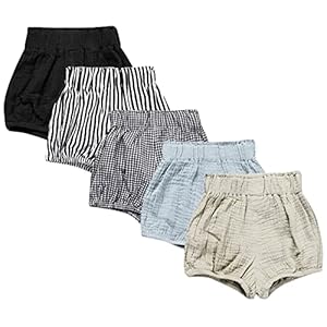 EISHOW 5 Pieces Newborn Boy Girl Diaper Covers Under Dresses Infant Underwear Panty Toddler Baby Shorts for 0-24 Months