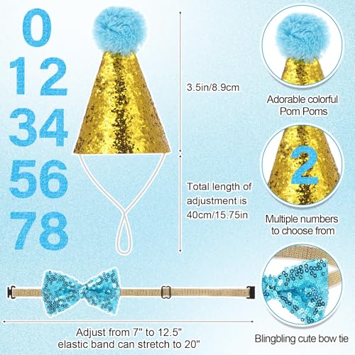 Shinylin 4 peças para decoração de festa de aniversário para cães, bandana de aniversário, chapéu de