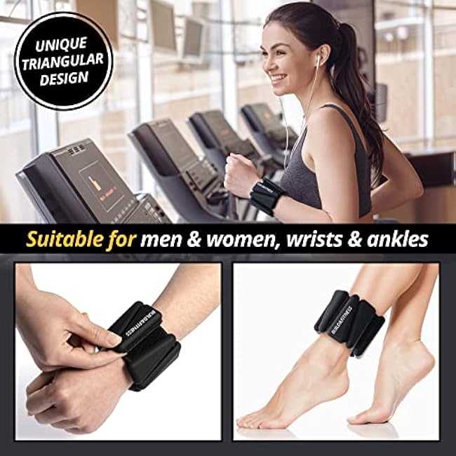 Wrist & Ankle Weights, Adjustable Bands for Women & Men Workouts, Set of 2 ¨C 2lb or 4lb (1lb or 2lb each strap) Ideal for Runs, Jogs, Walks, Yoga, Dance, Pilates, Cardio, Aerobics, Strength Training