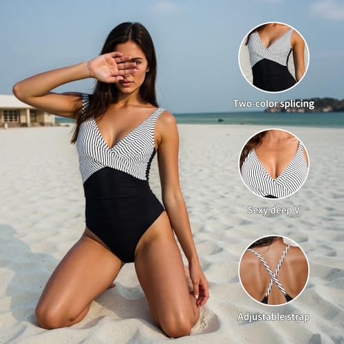 Women's One Piece Swimsuits Tummy Control High Waisted Tie-Dye Monokini Bathing Suit4