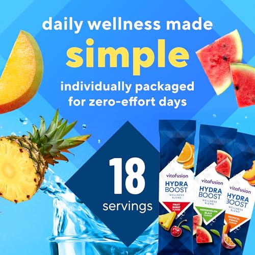 Vitafusion Hydraboost Drink Powder Packets, Electrolytes Support Daily Hydration, Vitamins Support Cellular Energy & Immune Health, Prebiotic Fiber Supports Gut Health, Variety Pack, 18 Sticks - image 7