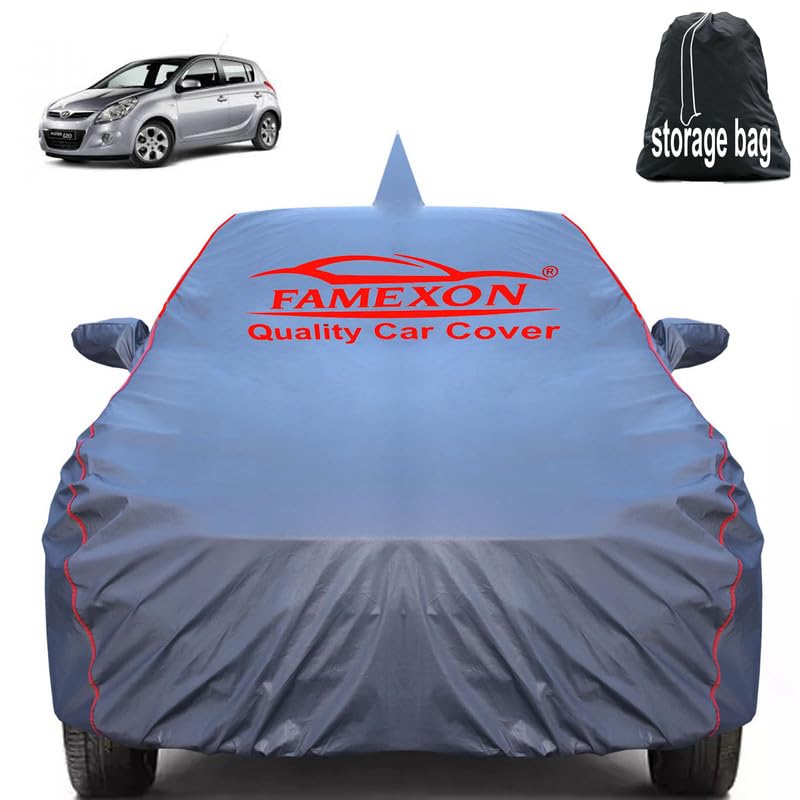 Image of Waterproof Car Body Cover Compatible for I20 with Mirror Pockets, Scratchproof Car Cover Red Pipein Design Dust-Proof Sun Protection (Grey) LGWP6262