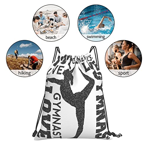Baifumen Love Gymnastics Gymnast Print Drawstring Backpack,Sackpack String Bag Cinch Water Resistant Nylon Beach Bag For Gym Shopping Sport Yoga #TOP5