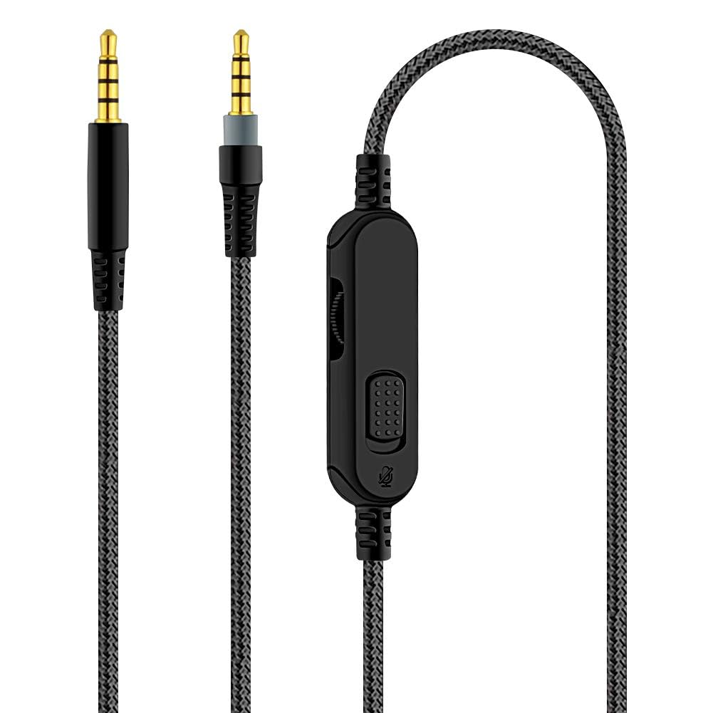 QKIIPReplacement Cable Cord Compatible with Kingston Hyperx Cloud Alpha and Cloud Mix Gaming Headset, Headset Audio 3.5mm Cable with Inline Mute & Volume Control (6.5ft Length)