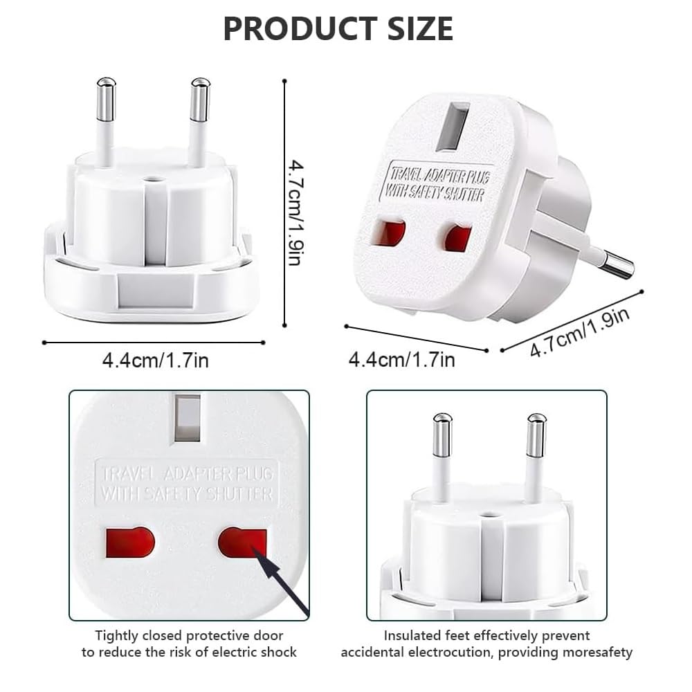 Adaptador Enchufe UK a Europeo, Adaptador de Enchufe De UK a Enchufe Europeo, Adaptador Enchufe Viaje Reino Unido, Adaptador Tipo G, Adaptador Universal viaje, 220-240 V, 2 unidades, blanco - imagen 5