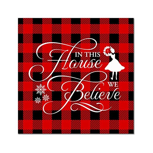 Plaque murale en bois In This House de 35cm pour decoration de maison