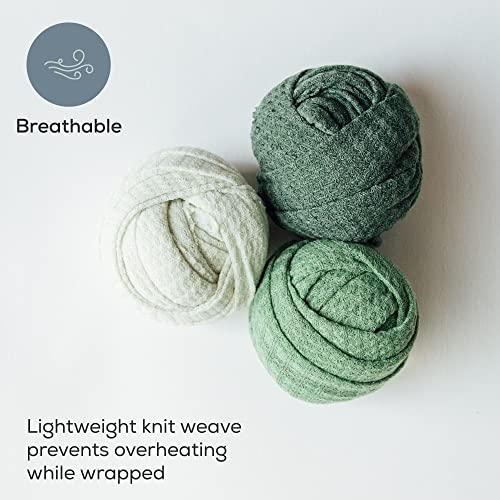 Image of First Landings Newborn Photography Wraps - Gender Neutral Baby Essentials - Soft Knit Receiving Blankets - Newborn Photo Props - Green, 16 inch x 64 inch (3-Pack)